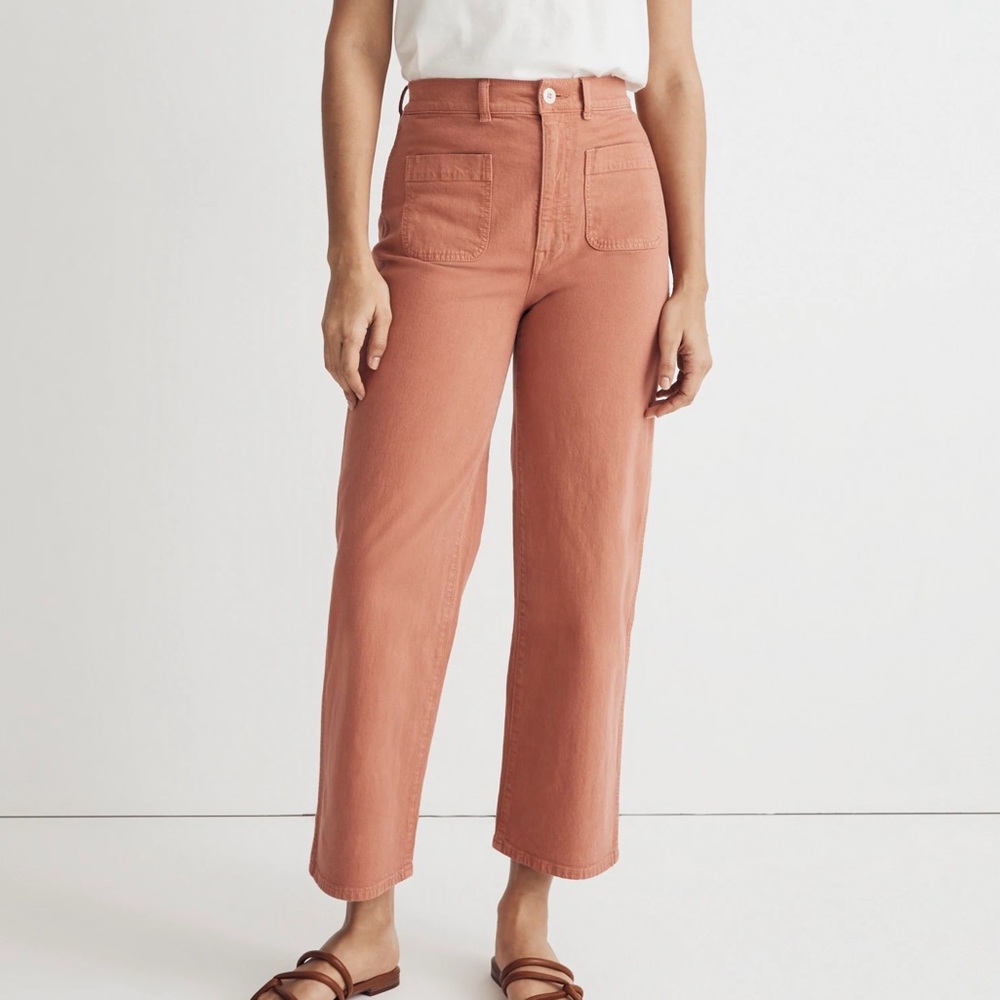Madewell Emmett 2.0 Wide-Leg Crop Pants High Waist Patch Pocket Dried Rose sz 25